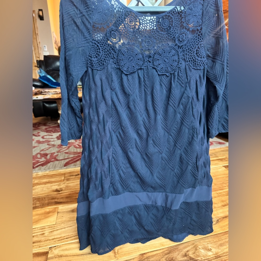 Holding Horses by Anthropologie Navy Lace Mini Dress - Picture 2 of 11